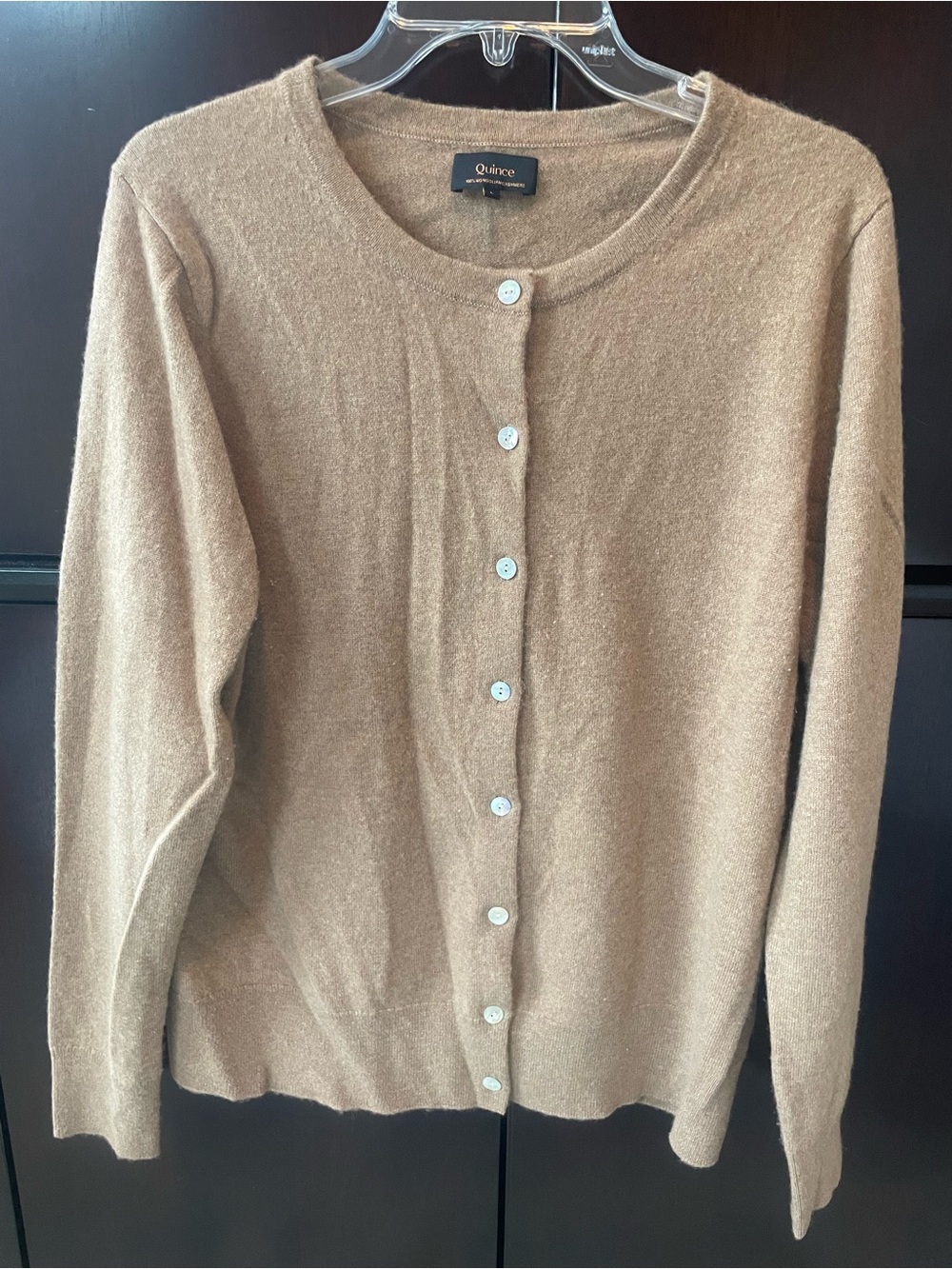 Quince Women's Camel Button-Front 100% Cashmere Cardigan